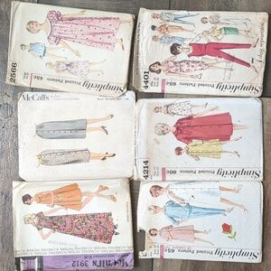 1950s-1960s Vintage Sewing Patterns Lot #2 Lounge, Caftan, Separates